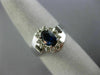 ESTATE WIDE .96CT DIAMOND & SAPPHIRE 14KT WHITE GOLD OVAL FLOWER ENGAGEMENT RING
