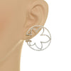 LARGE 1.77CT DIAMOND 18KT WHITE GOLD 3D FLOWER CIRCULAR SIDEWAY HANGING EARRINGS