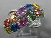 ESTATE WIDE 6.26CT DIAMOND & AAA MULTI COLOR SAPPHIRE 18KT WHITE GOLD FUN RING