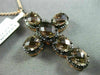 ESTATE LARGE 10.76CT BLACK DIAMOND & SMOKY TOPAZ 14KT ROSE GOLD CROSS PENDANT
