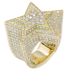 EXTRA LARGE 9.84CT DIAMOND 14KT YELLOW GOLD 3D STAR 3/4TH ETERNITY UNISEX RING