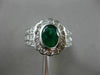 ESTATE 2.19CT DIAMOND & EMERALD 18K WHITE GOLD OVAL FLOWER BEZEL ENGAGEMENT RING