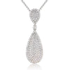 ESTATE LARGE 1.69CT DIAMOND 18K WHITE GOLD CLASSIC PEAR SHAPE PAVE BEZEL PENDANT