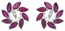 ESTATE 4.90CT AAA RUBY 14K WHITE GOLD MARQUISE MULTI LEAF FLORAL EARRING JACKETS