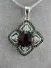 ESTATE 2.83CT WHITE & BLACK DIAMOND & GARNET 14K 2 TONE GOLD OPEN SQUARE PENDANT