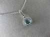 ESTATE .82CT DIAMOND & AAA AQUAMARINE 14K WHITE GOLD ROUND HALO FLOATING PENDANT