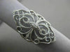 ESTATE LARGE .26CT DIAMOND 14KT WHITE GOLD OPEN FILIGREE MILGRAIN COCKTAIL RING