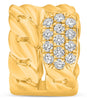 WIDE .28CT DIAMOND 14KT YELLOW GOLD 3D DOUBLE CUBAN LINK HUGGIE HANGING EARRINGS