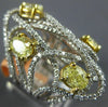ESTATE EXTRA LARGE 4.08CT WHITE & FANCY YELLOW DIAMOND 18KT TWO TONE GOLD RING