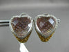 LARGE 15.01CT WHITE & FANCY YELLOW DIAMOND & QUARTZ 14KT WHITE GOLD 3D EARRINGS
