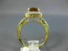EXTRA LARGE 3.40CT DIAMOND & AAA CITRINE 14KT 2 TONE GOLD CUSHION FILIGREE RING