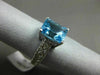ESTATE 4.03CT DIAMOND & BLUE TOPAZ 14K WHITE GOLD 3D EMERALD CUT ENGAGEMENT RING