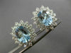 ESTATE LARGE 5.95CT DIAMOND & AQUAMARINE 14KT WHITE GOLD 3D OVAL FLOWER EARRINGS