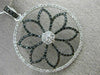 LARGE 1.07CT WHITE & BLACK DIAMOND 14KT TWO TONE GOLD 3D CIRCULAR FLOWER PENDANT