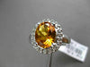 ESTATE LARGE 2.48CT DIAMOND & AAA EXTRA FACET CITRINE 14KT WHITE GOLD HALO RING