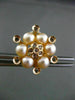 ESTATE LARGE .62CT CHOCOLATE FANCY DIAMOND & PEARL 18KT TWO TONE GOLD EARRINGS