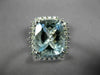 ESTATE 4.05CT DIAMOND & AAA AQUAMARINE 14KT WHITE GOLD 3D SQUARE ENGAGEMENT RING