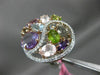 ESTATE LARGE 5.0CT DIAMOND & MULTI GEM 14KT WHITE & ROSE GOLD 3D CLUSTER RING