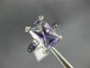 LARGE 4.17CT DIAMOND & AAA AMETHYST 14K WHITE GOLD ROUND & EMERALD FILIGREE RING