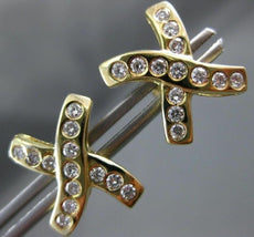 ESTATE .65CT DIAMOND 14KT YELLOW GOLD ETOILE "X" SHAPE PUSH BACK EARRINGS #5919