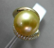 ESTATE LARGE .62CT DIAMOND 14KT YELLOW GOLD 3D GOLDEN SOUTH SEA PEARL SWIRL RING