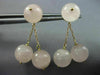 ESTATE AAA PINK QUARTZ 14KT YELLOW GOLD 3D CIRCULAR HANGING EARRINGS #25893