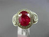 ESTATE LARGE EGL 3.76CT DIAMOND & RUBY 18K TWO TONE GOLD 3 STONE ENGAGEMENT RING