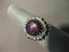 ESTATE MASSIVE 13.5CT DIAMOND & AAA PURPLE STAR SAPPHIRE 14K WHITE GOLD FUN RING