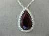 ESTATE 5.48CT DIAMOND & AAA RUBY 18KT WHITE GOLD CLASSIC TEAR DROP HALO PENDANT