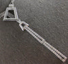ESTATE LARGE .75CT DIAMOND 14KT WHITE GOLD DOUBLE BAR LOVE KNOT LARIAT NECKLACE
