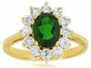ESTATE 2.05CT DIAMOND & AAA RUSSALITE 14KT YELLOW GOLD 3D OVAL FLOWER LOVE RING