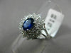 ESTATE WIDE 2.15CT DIAMOND & SAPPHIRE 18K WHITE GOLD DOUBLE HALO ENGAGEMENT RING