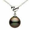 ESTATE AAA TAHITIAN PEARL 14K WHITE GOLD HEART SHAPE SHINY LOVE FLOATING PENDANT