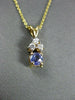 ESTATE .58CT TANZANITE & DIAMOND 14K WHITE & YELLOW GOLD SOLITAIRE PENDANT #2250