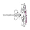 2.34CT DIAMOND AAA PINK SAPPHIRE 14KT WHITE GOLD PEAR SHAPE FLOWER STUD EARRINGS