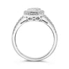 .68CT DIAMOND 14KT WHITE GOLD 3D ROUND & BAGUETTE HALO OCTAGON ENGAGEMENT RING