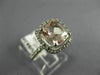 ESTATE LARGE 2.50CT AAA MORGANITE 14KT WHITE GOLD CUSHION HALO ENGAGEMENT RING