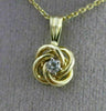 ESTATE SMALL .03CT DIAMOND 14KT YELLOW GOLD 3D FLOATING LOVE KNOT PENDANT #25417