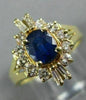 ESTATE WIDE 1.30CT DIAMOND & AAA SAPPHIRE 14KT YELLOW GOLD 3D FLOWER RING #9790