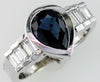 .67CT DIAMOND & AAA SAPPHIRE 14KT WHITE GOLD 3D PEAR & BAGUETTE ENGAGEMENT RING