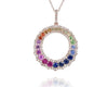 ESTATE 1.4CT DIAMOND & MULTI COLOR SAPPHIRE 14K ROSE GOLD CIRCLE OF LIFE PENDANT