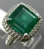 LARGE 6.86CT DIAMOND & AAA EMERALD 14K WHITE GOLD 3D SQUARE HALO ENGAGEMENT RING
