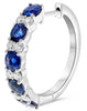 2.81CT DIAMOND & AAA SAPPHIRE 14KT WHITE GOLD ROUND HUGGIE HOOP HANGING EARRINGS