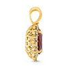 1.70CT DIAMOND & AAA RUBY 14KT YELLOW GOLD OVAL FLOWER FILIGREE FLOATING PENDANT