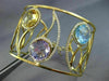 ESTATE LARGE 16.94CT DIAMOND & AAA MULTIGEM 14K YELLOW GOLD LEAF BANGLE BRACELET