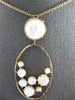 ESTATE LARGE AAA MOTHER OF PEARL 18KT ROSE GOLD 3D CLASSIC OVAL FUN NECKLACE