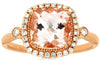 LARGE 2.18CT DIAMOND & AAA MORGANITE 14K ROSE GOLD CUSHION & ROUND HALO FUN RING