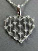 ESTATE .18CT DIAMOND 14KT WHITE GOLD 3D OPEN HEART CLUSTER FLOATING LOVE PENDANT