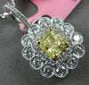 ESTATE GIA 1.36CT WHITE & FANCY YELLOW DIAMOND 18KT WHITE GOLD 3D FLOWER PENDANT