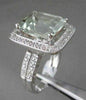 ESTATE WIDE SQUARE AAA GREEN AMETHYST & DIAMOND 7.15CTW 14KT WHITE GOLD RING